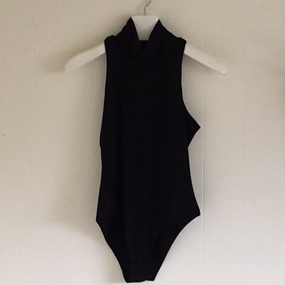 Black Mock Neck Sleeveless Bodysuit